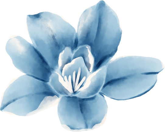 Watercolor Individual Blue Flower